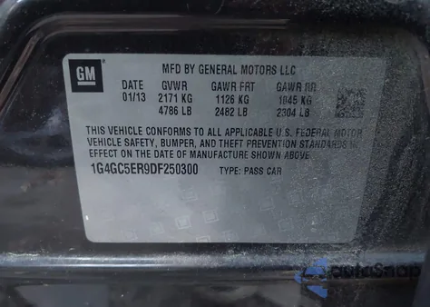 2013 Buick Lacrosse Leather Group z USA, uszkodzony, nr VIN 1G4GC5ER9DF250300